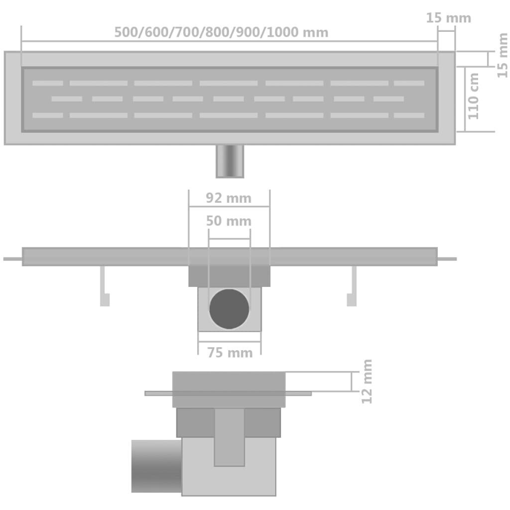 vidaXL lineaarne duši äravoolusüsteem 2 tk 530x140 mm roostevaba teras цена и информация | Duširennid | kaup24.ee