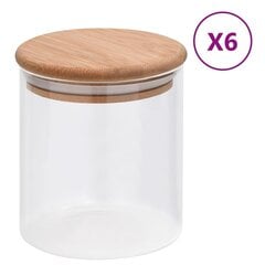 vidaXL klaasist säilituspurgid, bambusest kaanega, 6 tk, 600 ml цена и информация | Посуда для хранения еды | kaup24.ee