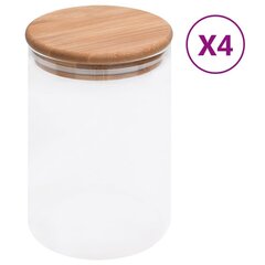 vidaXL klaasist säilituspurgid, bambusest kaanega, 4 tk, 800 ml hind ja info | Toidu säilitusnõud | kaup24.ee