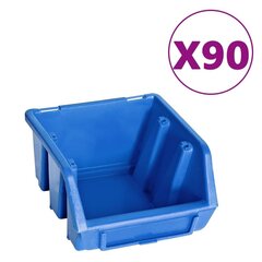 vidaXL 96-osaline hoiukastide komplekt seinapaneelidega sinine ja must hind ja info | Tööriistakastid, tööriistahoidjad | kaup24.ee