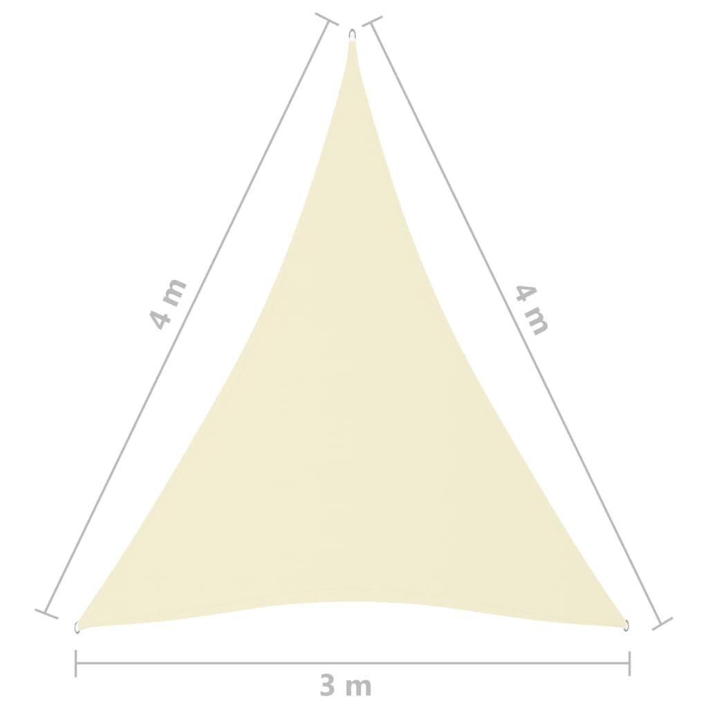 vidaXL päikesepuri, oxford-kangast, kolmnurkne, 3 x 4 x 4 m, kreemjas hind ja info | Päikesevarjud, markiisid ja alused | kaup24.ee