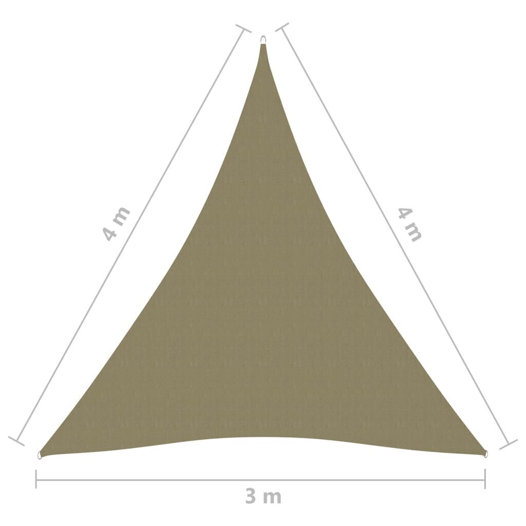 vidaXL päikesepuri, oxford-kangast, kolmnurkne, 3 x 4 x 4 m, beež hind ja info | Päikesevarjud, markiisid ja alused | kaup24.ee