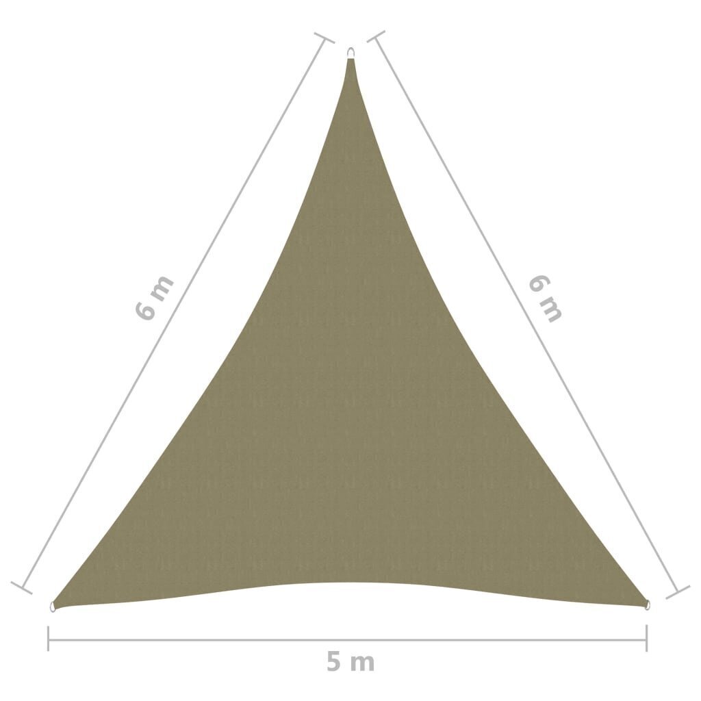 vidaXL päikesepuri, oxford-kangast, kolmnurkne, 5 x 6 x 6 m, beež цена и информация | Päikesevarjud, markiisid ja alused | kaup24.ee