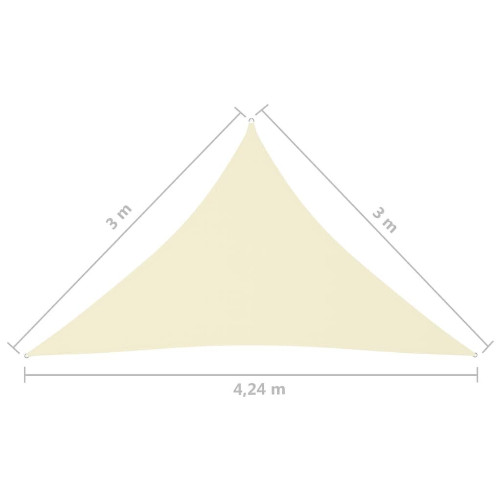 vidaXL oxford-kangast päikesepuri, kolmnurk, 3 x 3 x 4,24 m, kreemjas hind ja info | Päikesevarjud, markiisid ja alused | kaup24.ee