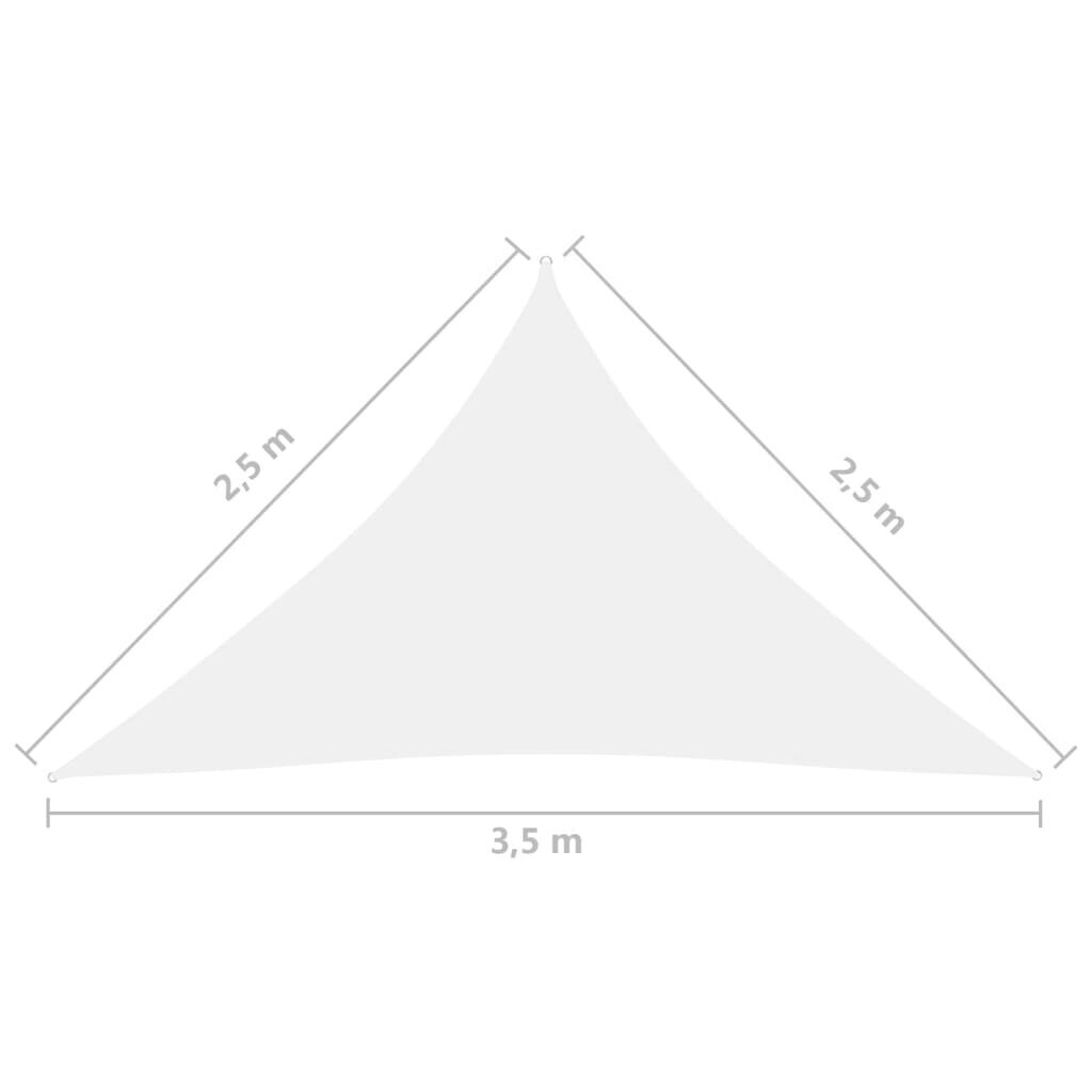 vidaXL päikesepuri, kolmnurk, 2,5 x 2,5 x 3,5 m, valge цена и информация | Päikesevarjud, markiisid ja alused | kaup24.ee