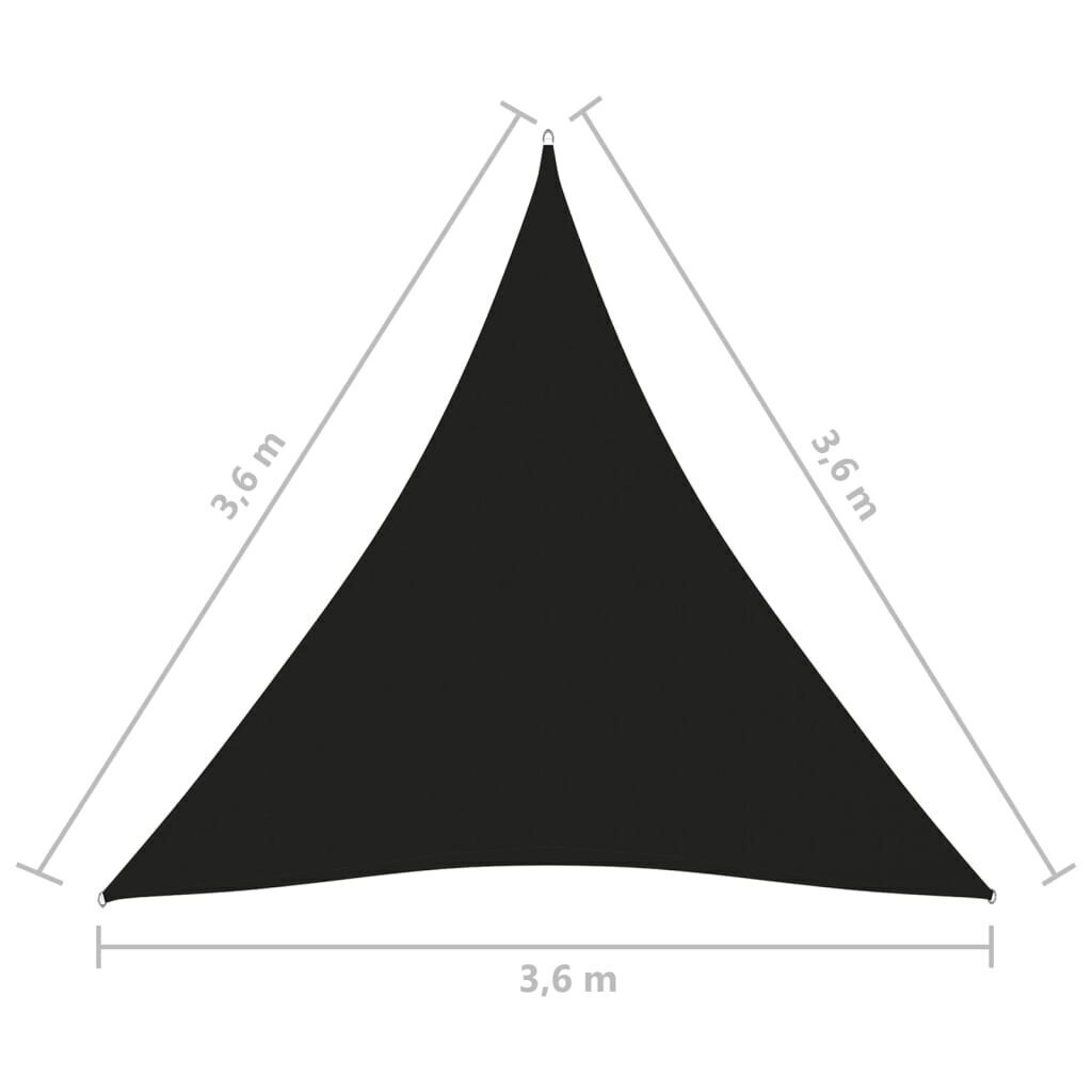 vidaXL päikesepuri, kolmnurk, 3,6 x 3,6 x 3,6 m, must hind ja info | Päikesevarjud, markiisid ja alused | kaup24.ee