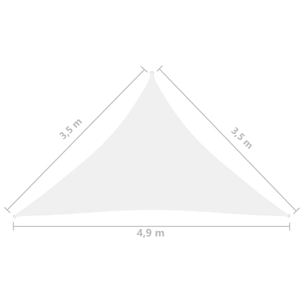 vidaXL päikesepuri, oxford-kangast, kolmnurkne, 3,5x3,5x4,9 m, valge hind ja info | Päikesevarjud, markiisid ja alused | kaup24.ee