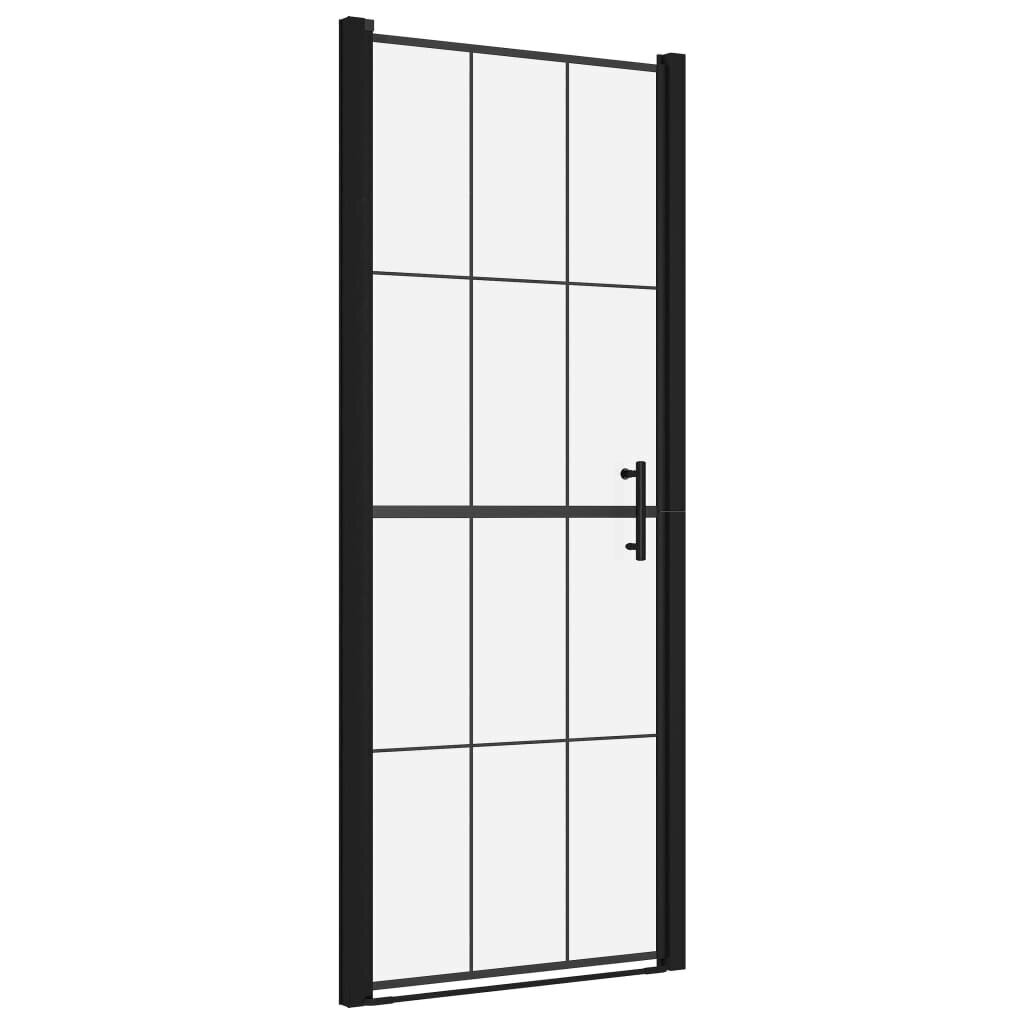 vidaXL dušinurga uks, karastatud klaas, 91 x 195 cm, must hind ja info | Dušikabiinide uksed ja seinad | kaup24.ee