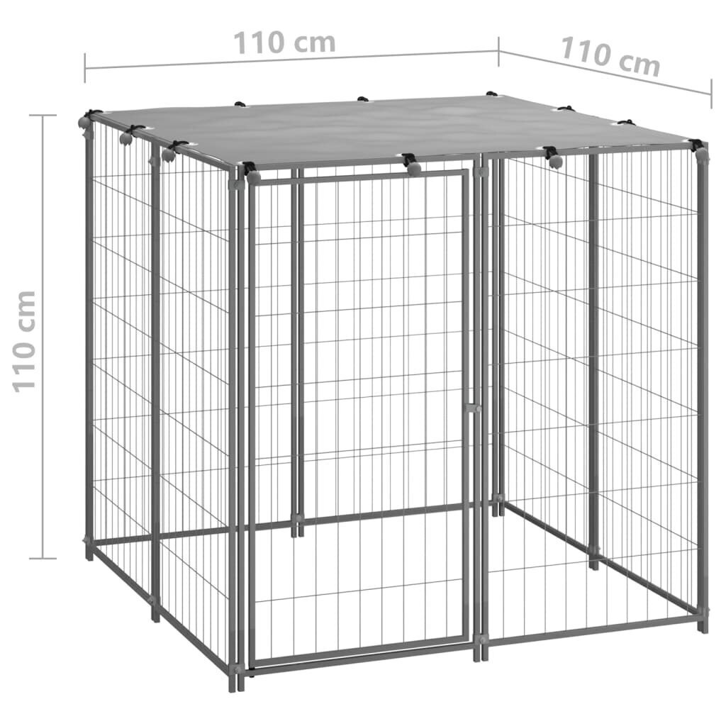 Koeraaedik, hõbedane, 110x110x110 cm, teras hind ja info | Kaubad kariloomadele | kaup24.ee