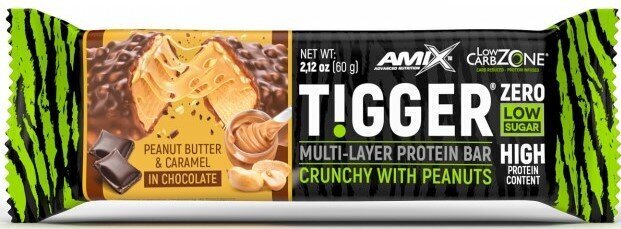 Amix Nutrition TiggerZero mitmekihiline valgubatoon 60 g - maapähklivõi ja karamell hind ja info | Batoonid | kaup24.ee