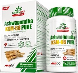 Amix Nutrition GreenDay® ProVEGAN Ashwagandha KSM-66 Pure 60 vege kapslit hind ja info | Vitamiinid, toidulisandid, preparaadid tervise heaoluks | kaup24.ee
