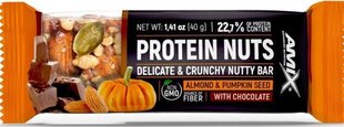 Amix Nutrition Protein Nuts krõmpsuv pähklibatoon 40 g - mandlid ja kõrvitsaseemned hind ja info | Vitamiinid, toidulisandid, preparaadid tervise heaoluks | kaup24.ee