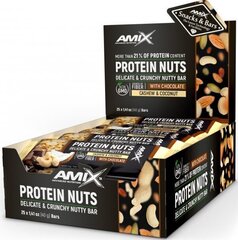 Amix Nutrition Protein Nuts Krõmpsuv pähklibatoon 40 g - kašupähklid ja kookos hind ja info | Vitamiinid, toidulisandid, preparaadid tervise heaoluks | kaup24.ee