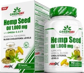 Масло семян конопли Amix Nutrition GreenDay®, 1000 мг, 90 капсул цена и информация | Витамины, пищевые добавки, препараты для хорошего самочувствия | kaup24.ee