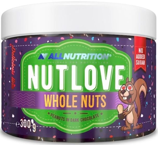 AllNutrition Nutlove Whole Nuts 300 g maapähkleid tumedas šokolaadis hind ja info | Maiustused | kaup24.ee