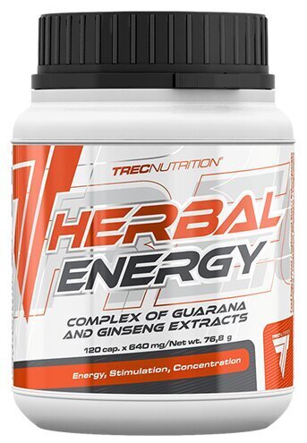 Trec Nutrition Herbal Energy - guaraana ja ženšenni ekstraktid - 120 kapslit hind ja info | Vitamiinid, toidulisandid, preparaadid tervise heaoluks | kaup24.ee