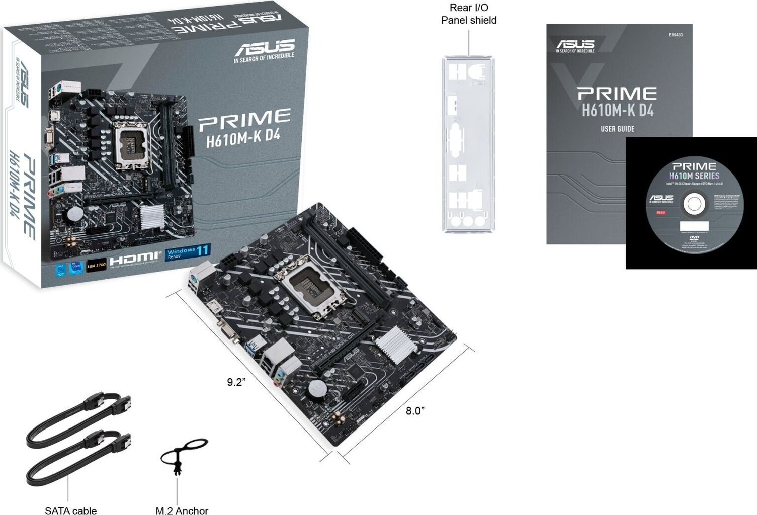 Mainboard|ASUS|Intel H610|LGA1700|MicroATX|Memory DDR4|Memory slots 2|1xPCI-Express 3.0 1x|1xPCI-Express 4.0 16x|1xM.2|1x15pin D-sub|1xHDMI|2xAudio-In hind ja info | Emaplaadid | kaup24.ee