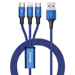 Baseus Rapid 3in1 USB cable - USB Type C / Lightning / micro USB for charging and data transfer (all plugs) 1.2m blue (CAJS000003) цена и информация | Кабели для телефонов | kaup24.ee