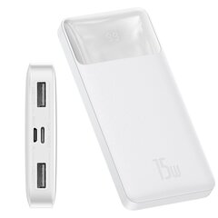 Baseus Power Bank 10000mAh Bipow - 2xUSB + тип C - 15Вт, белый цена и информация | Зарядные устройства Power bank | kaup24.ee