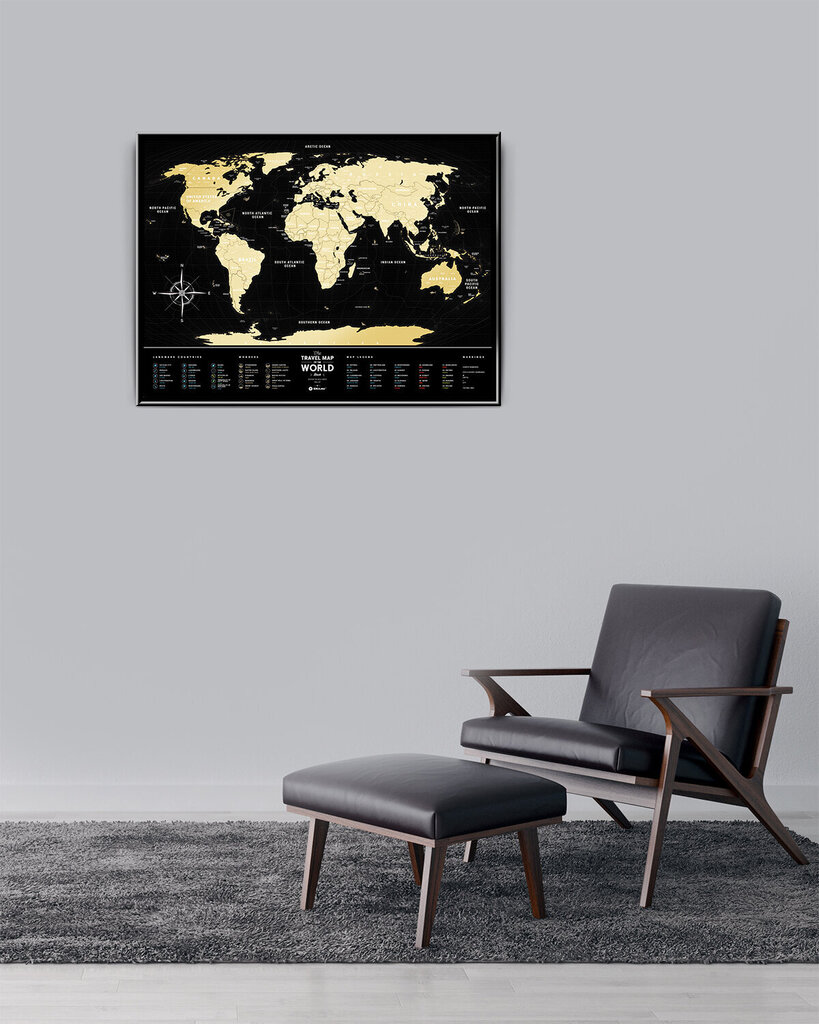 Kraabitav maailmakaart Black World hind ja info | Maailmakaardid | kaup24.ee