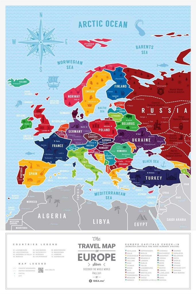 Kraabitav Euroopa kaart Silver Europe hind ja info | Maailmakaardid | kaup24.ee