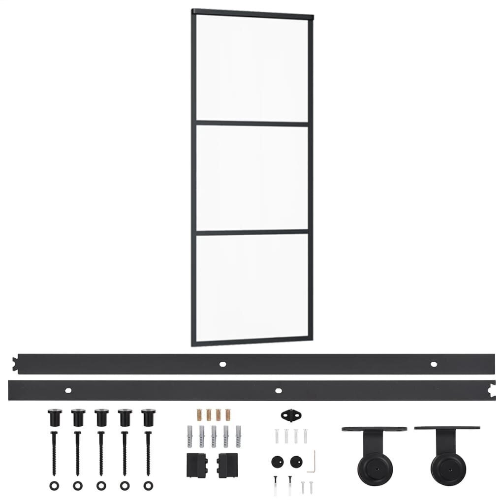 vidaXL liuguks riistvarakomplektiga, ESG klaas ja alumiinium, 76 x 205cm hind ja info | Siseuksed | kaup24.ee