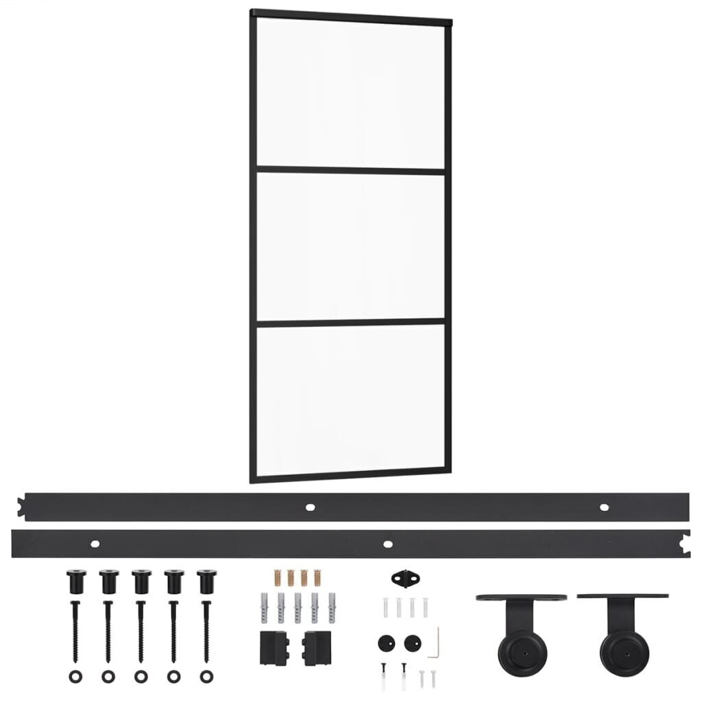 vidaXL liuguks riistvarakomplektiga, ESG klaas ja alumiinium, 90 x 205cm цена и информация | Siseuksed | kaup24.ee