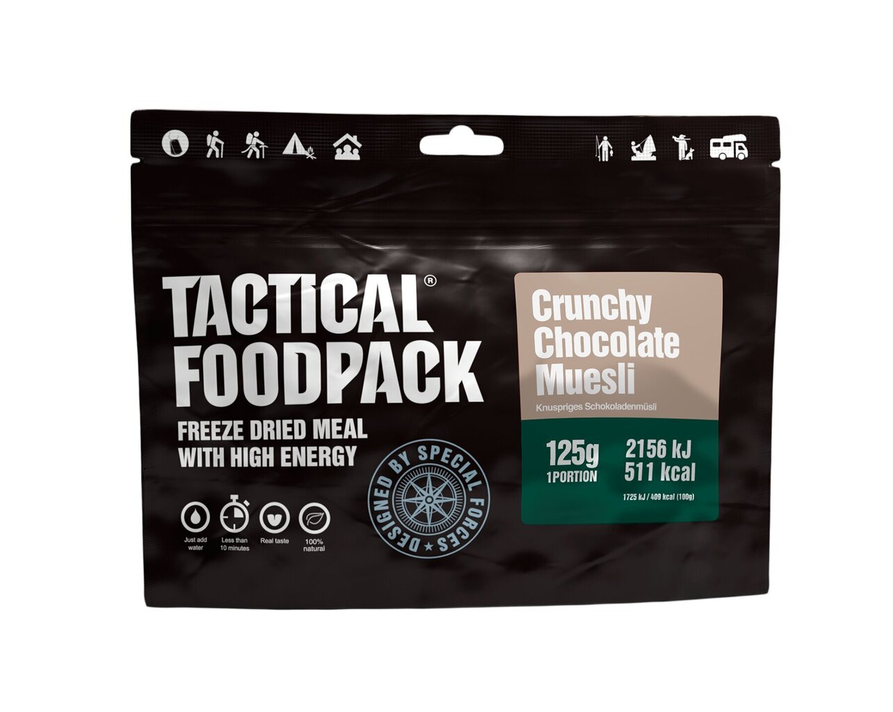 Krõbe šokolaadimüsli 125g, Tactical Foodpack цена и информация | Valmistoit | kaup24.ee