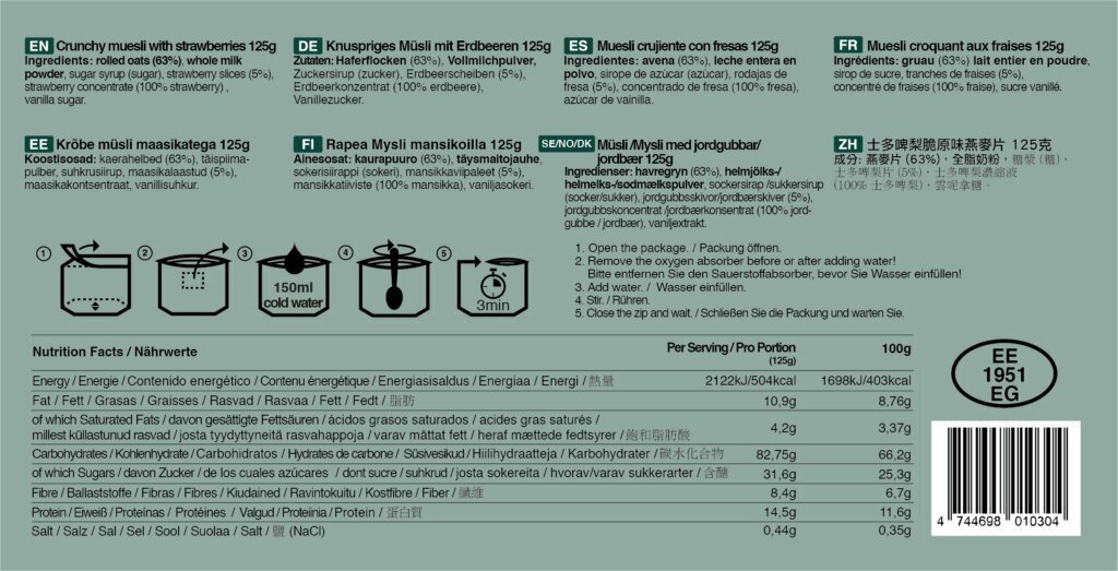 Krõbe müsli maasikatega 125g, Tactical Foodpack цена и информация | Valmistoit | kaup24.ee