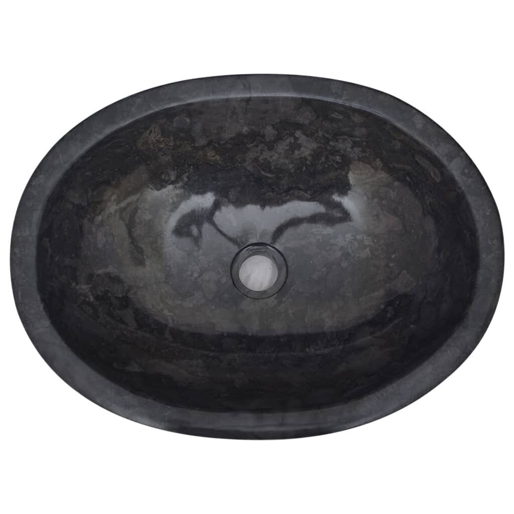 vidaXL valamu, must, 53 x 40 x 15 cm, marmor hind ja info | Kraanikausid, valamud | kaup24.ee