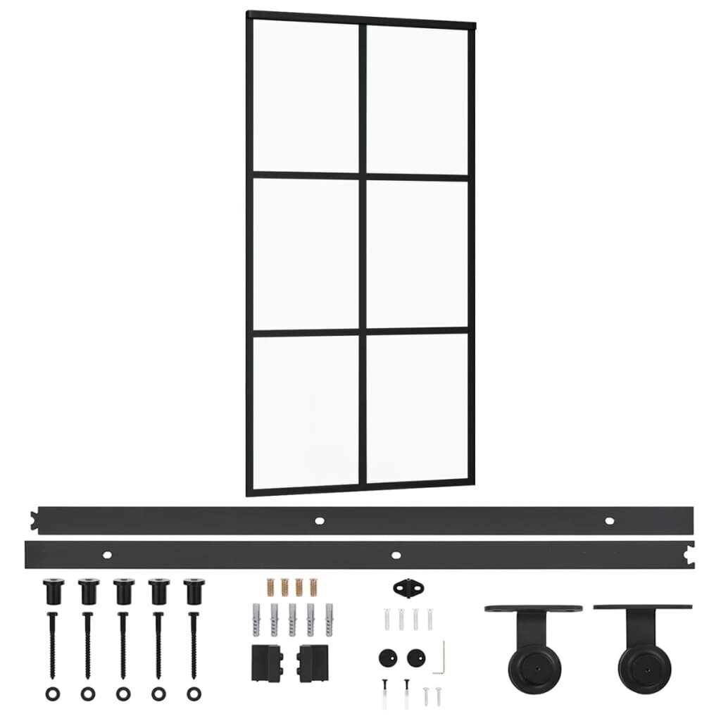 vidaXL liuguks riistvarakomplektiga, ESG klaas, alumiinium, 102 x 205cm цена и информация | Siseuksed | kaup24.ee