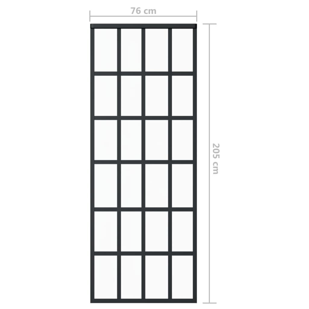 vidaXL liuguks riistvarakomplektiga, ESG klaas ja alumiinium, 76 x 205cm hind ja info | Siseuksed | kaup24.ee