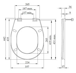 Universaalne prill-laud 435x357x37 mm, polüpropüleen, punane hind ja info | WC-poti tarvikud | kaup24.ee