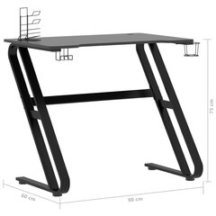 vidaXL mänguri arvutilaud ZZ-jalgadega, must, 90 x 60 x 75 cm цена и информация | Компьютерные, письменные столы | kaup24.ee