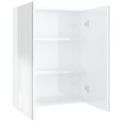 vidaXL vannitoa peegelkapp, 60 x 15 x 75 cm, MDF, säravvalge hind ja info | Vannitoakapid | kaup24.ee