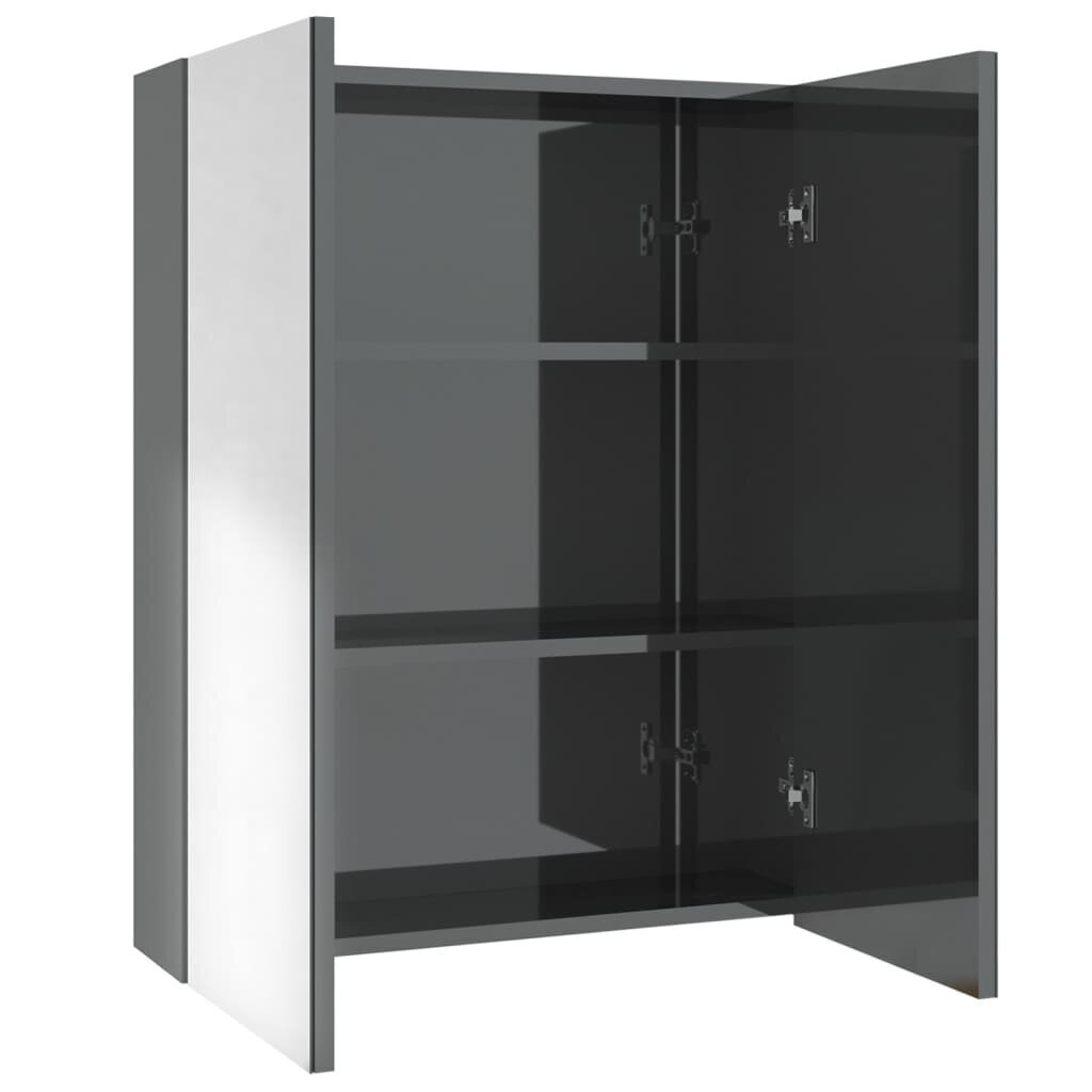 vidaXL vannitoa peegelkapp, 60 x 15 x 75 cm, MDF, säravhall hind ja info | Vannitoakapid | kaup24.ee