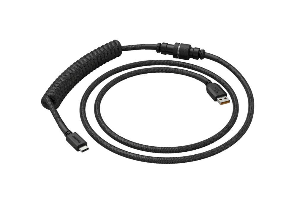 Glorious PC Gaming Race Coiled Cable, USB-C to USB-A, Must цена и информация | USB jagajad, adapterid | kaup24.ee