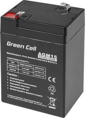 Green CellAGM VRLA 6V 4AH hooldusvaba aku häiresüsteemile, kassale, mänguasjadele hind ja info | Akud | kaup24.ee