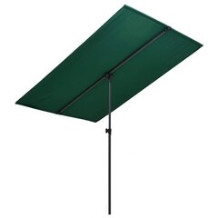 vidaXL päikesevari alumiiniumpostiga, 2 x 1,5 m, roheline цена и информация | Зонты, маркизы, стойки | kaup24.ee