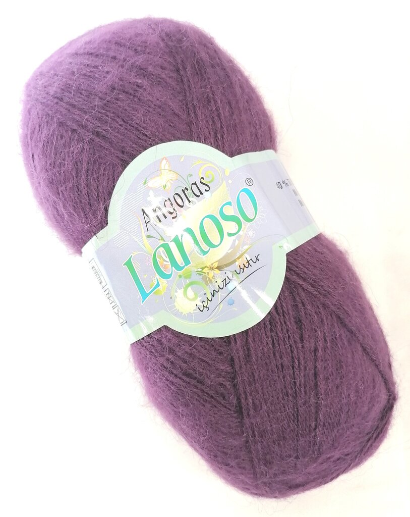 Kudumisniit Lanos Angora, 100g, värvus lilla 959V hind ja info | Kudumistarvikud | kaup24.ee