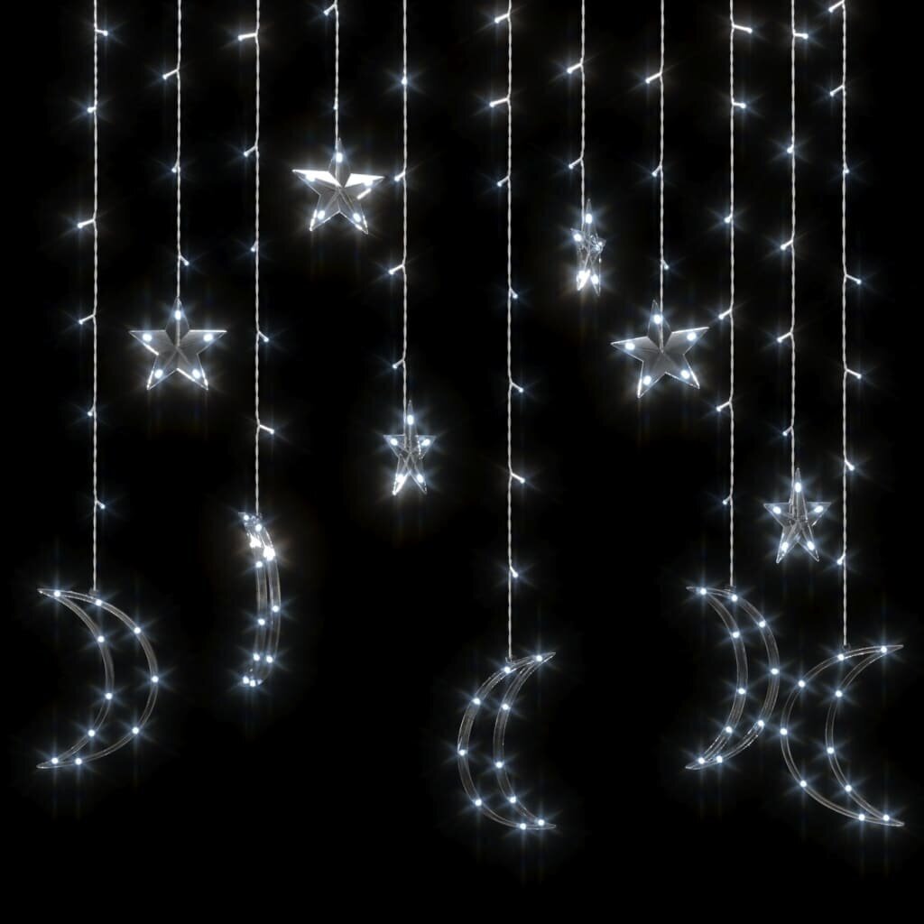 vidaXL haldjatuled tähed ja kuud, puldiga, 138 LEDi, külm valge hind ja info | Jõulutuled | kaup24.ee
