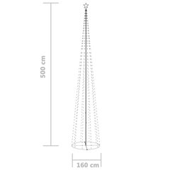 vidaXL koonusekujuline jõulupuu 752 külma valget LEDi, 160 x 500 cm hind ja info | Jõulukaunistused | kaup24.ee