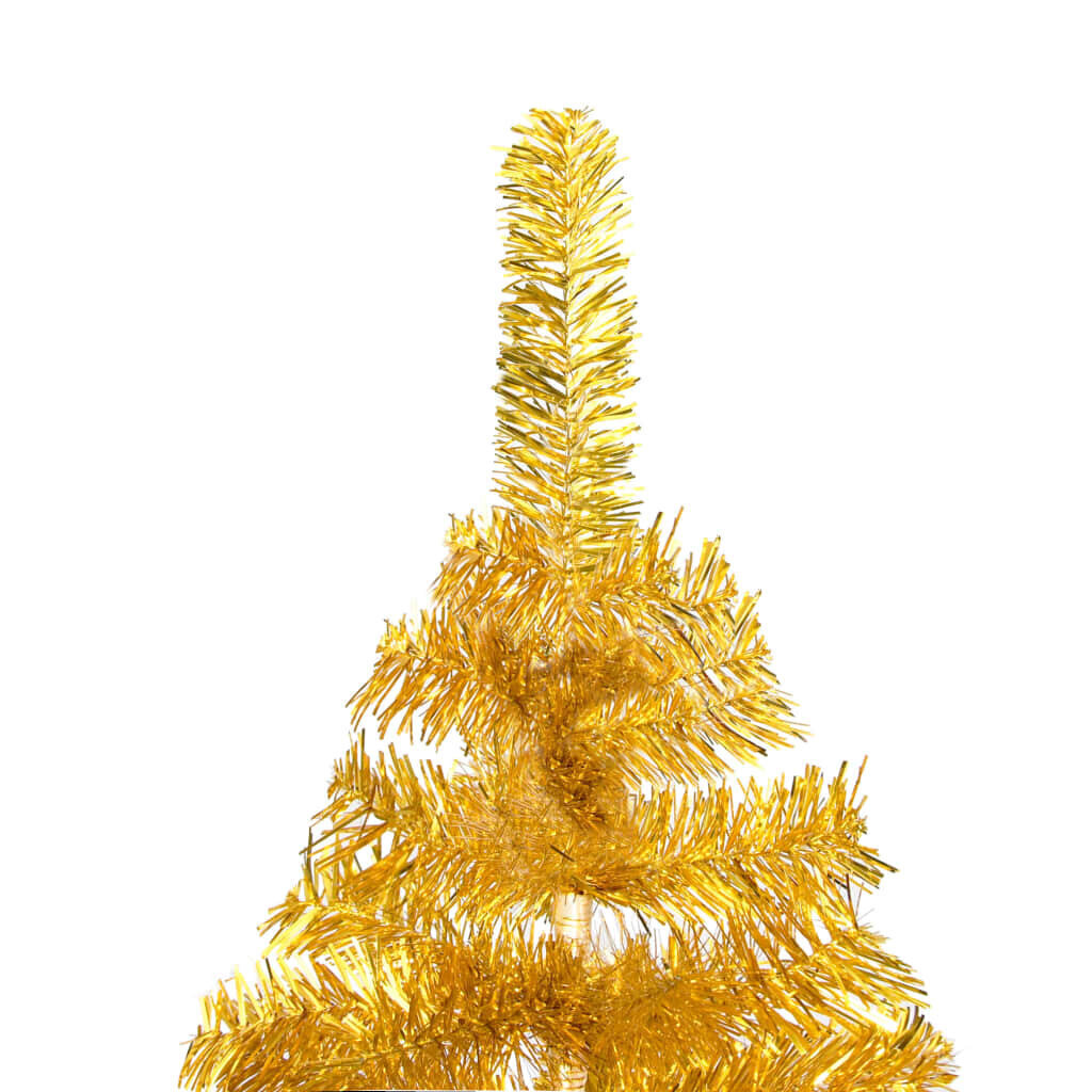 vidaXL kunstkuusk LED-tulede ja alusega, kuldne, 210 cm, PET цена и информация | Kunstkuused | kaup24.ee
