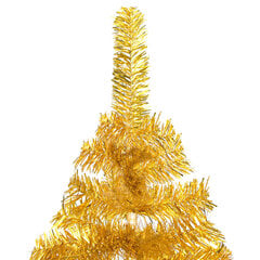 vidaXL kunstkuusk LEDide ja kuulidega, kuld, 120 cm, PET цена и информация | Искусственные елки | kaup24.ee