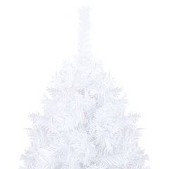 vidaXL kunstkuusk LED-tulede ja kuulidega, valge, 150 cm, PVC цена и информация | Новогодние елки | kaup24.ee