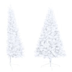vidaXL poolik kunstkuusk LEDide ja kuulidega, valge, 180 cm цена и информация | Новогодние елки | kaup24.ee