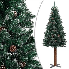 vidaXL kitsas kunstkuusk, LEDid, puit ja valge lumi, roheline, 210 cm hind ja info | Kunstkuused | kaup24.ee