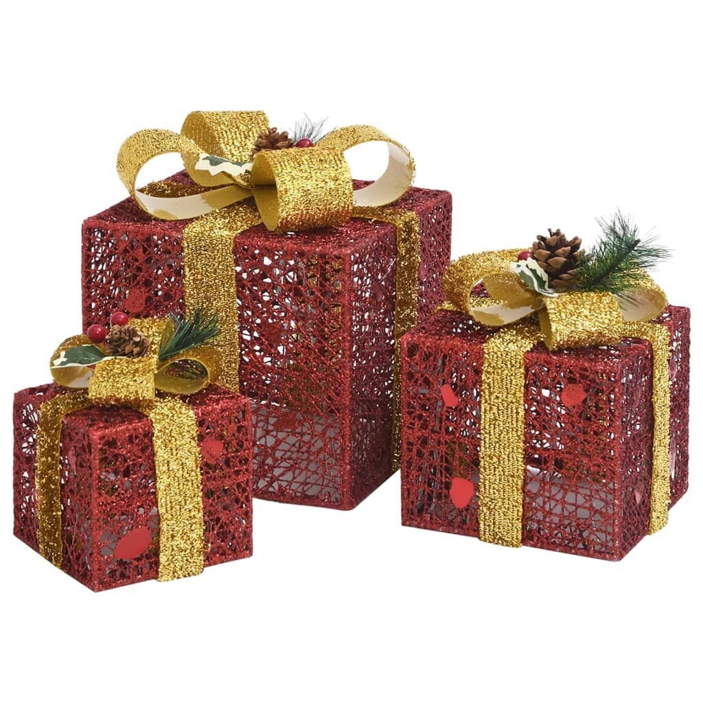 vidaXL dekoratiivsed jõulukingikarbid 3 tk, punane, õue ja tuppa цена и информация | Jõulukaunistused | kaup24.ee