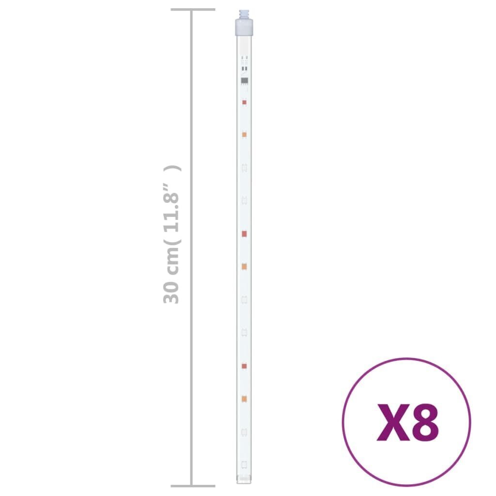 vidaXL meteoorvalgusti, 8 tk, 30 cm, värviline, 192 LEDi, tuppa/õue hind ja info | Jõulukaunistused | kaup24.ee