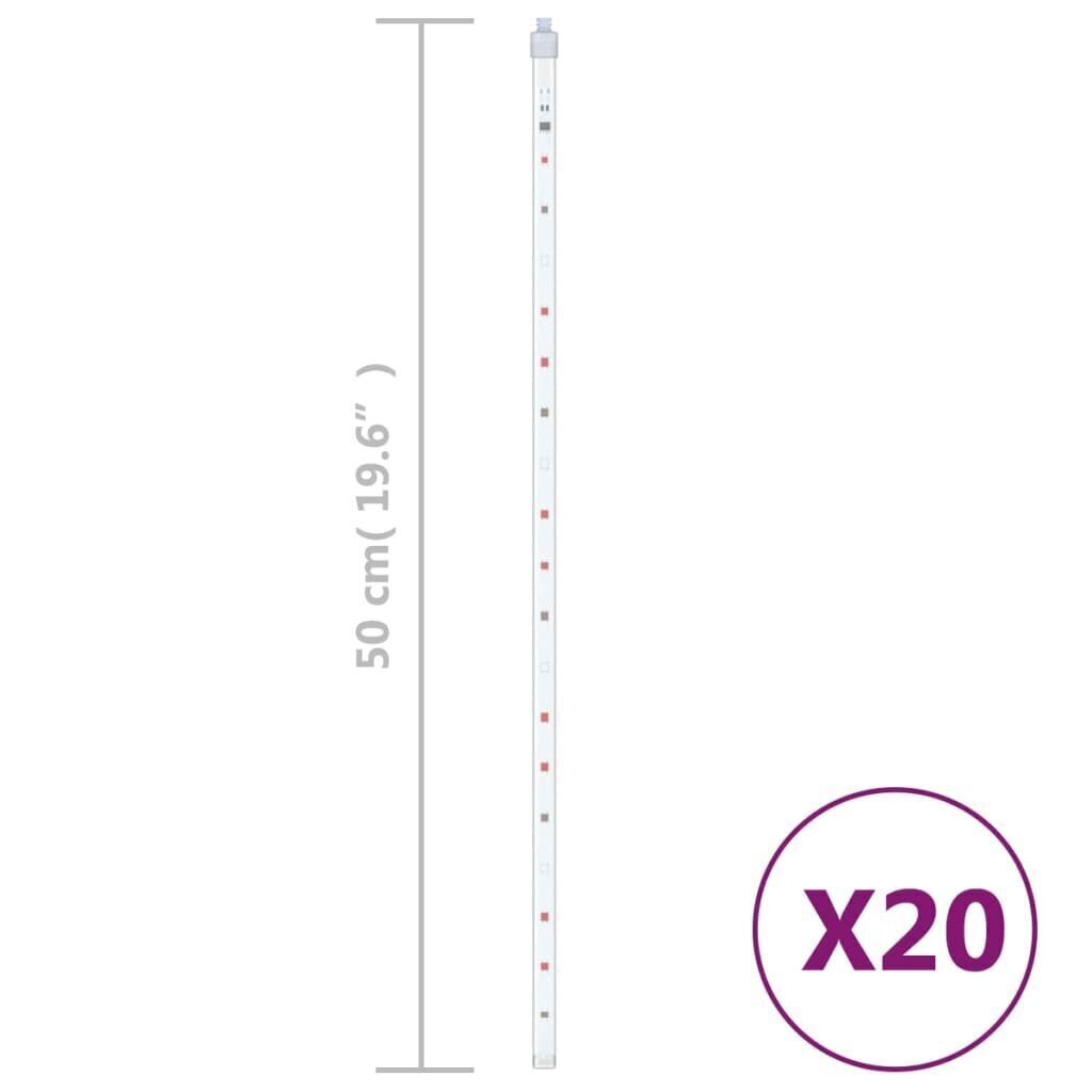 vidaXL meteoorvalgusti, 20 tk, 50 cm, värviline, 720 LEDi, tuppa/õue hind ja info | Jõulukaunistused | kaup24.ee